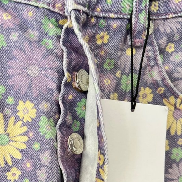 NEW! ZARA Floral High Waisted Denim 70s Shorts Lilac, Size US 2 (EU 34) - Picture 15 of 16